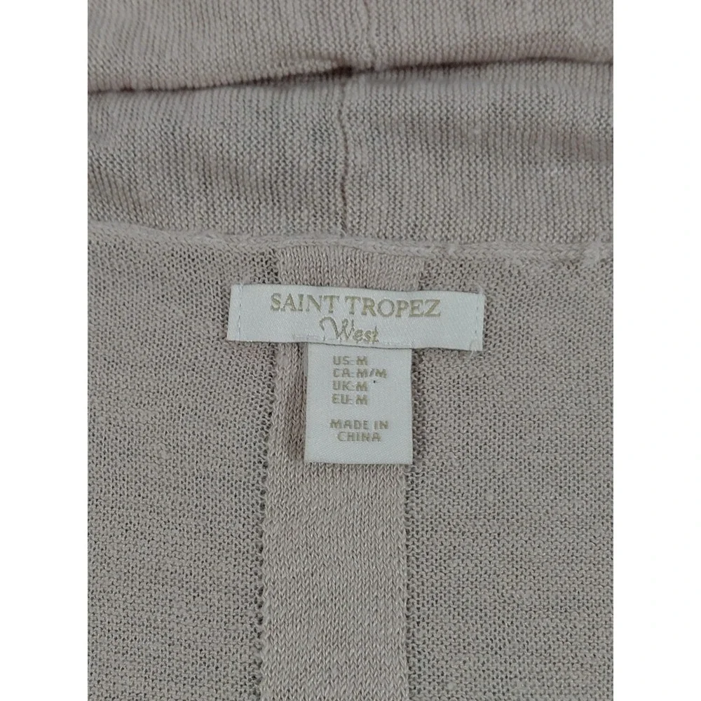 St. Tropez West‎ Linen Sleeveless Duster Cardigan Med Tan